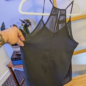 Black V-neck Paper Crane Swing Tank with Keyhole - Large